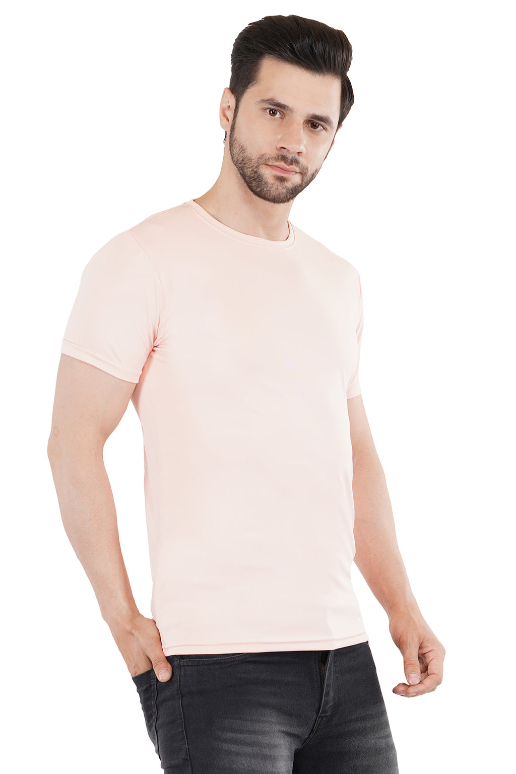 Peach Dry Fit Crew Neck T-Shirt