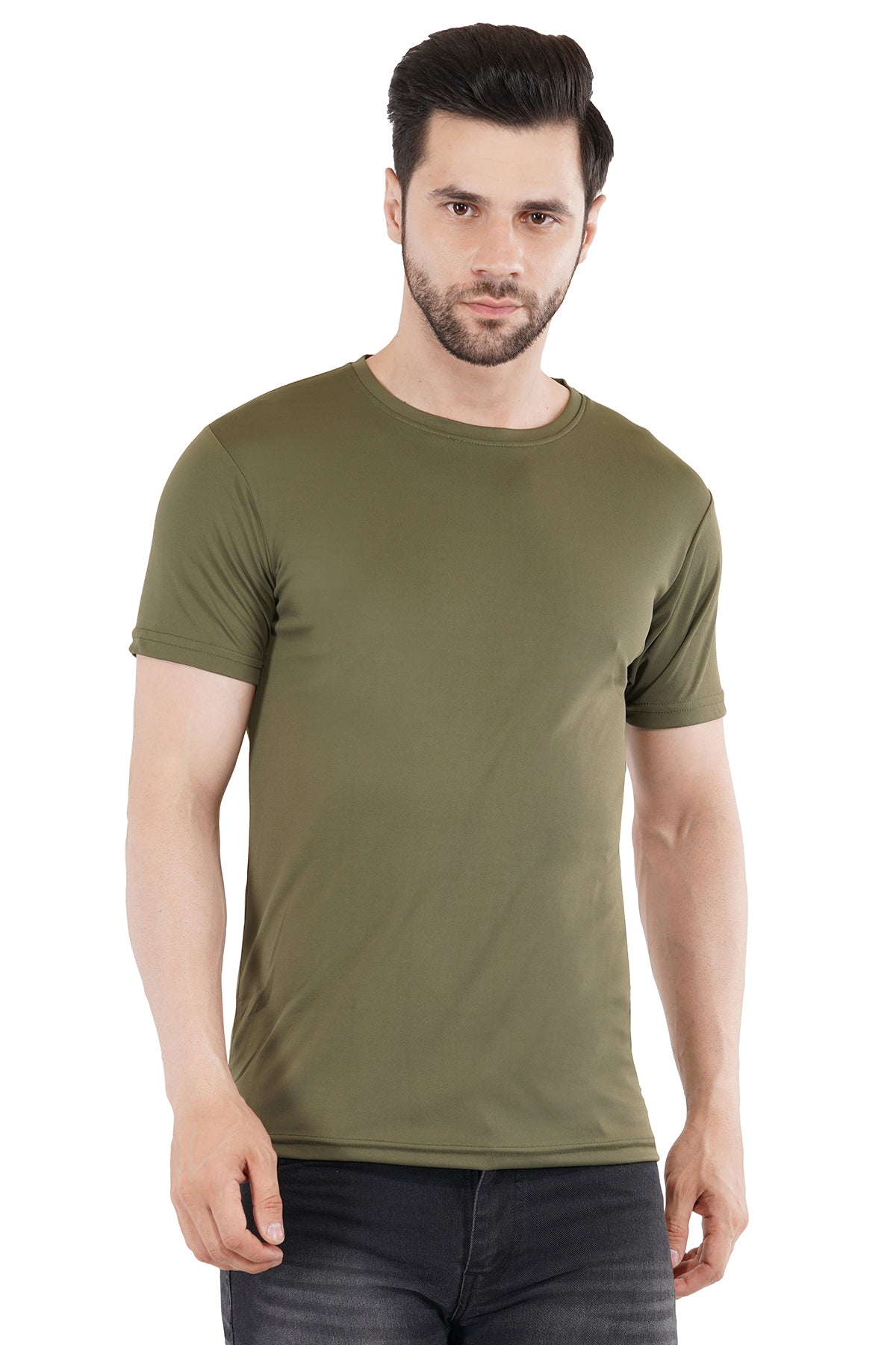 Dark Green Dry Fit Crew Neck T-Shirt
