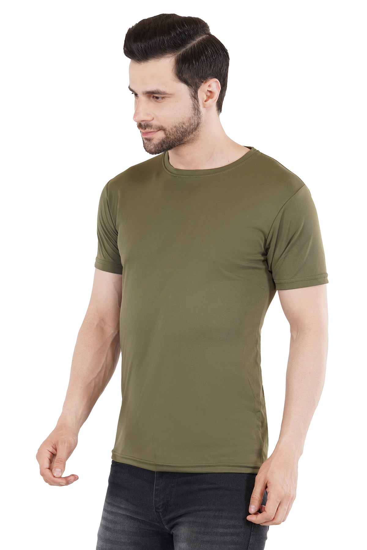 Dark Green Dry Fit Crew Neck T-Shirt