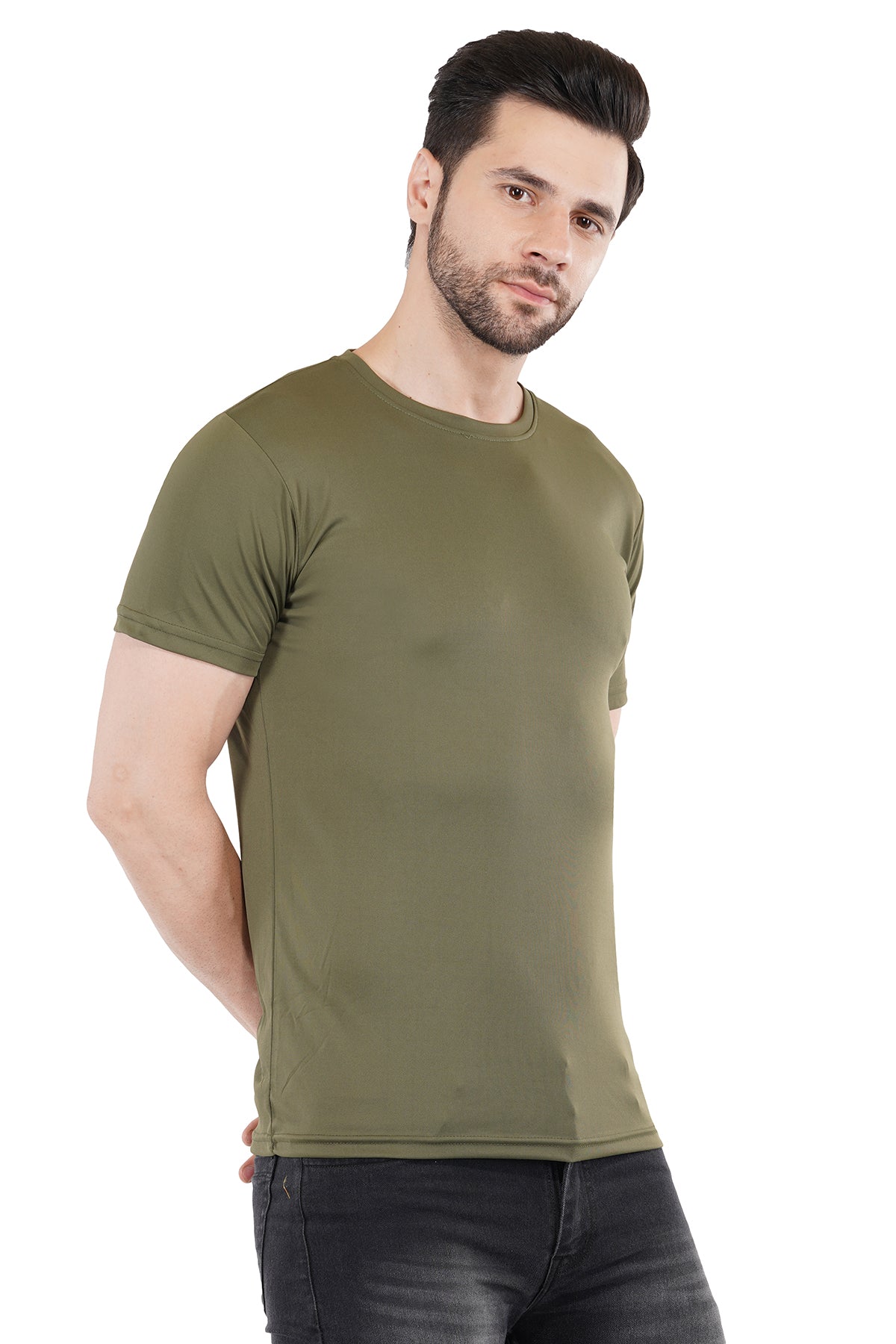Dark Green Dry Fit Crew Neck T-Shirt