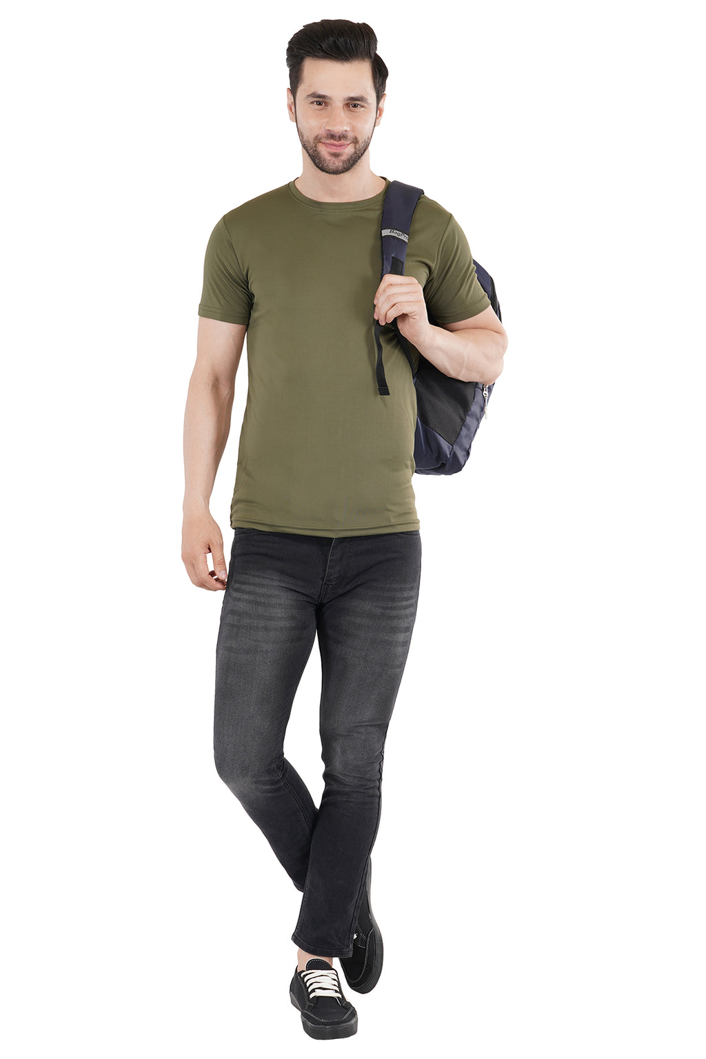 Dark Green Dry Fit Crew Neck T-Shirt