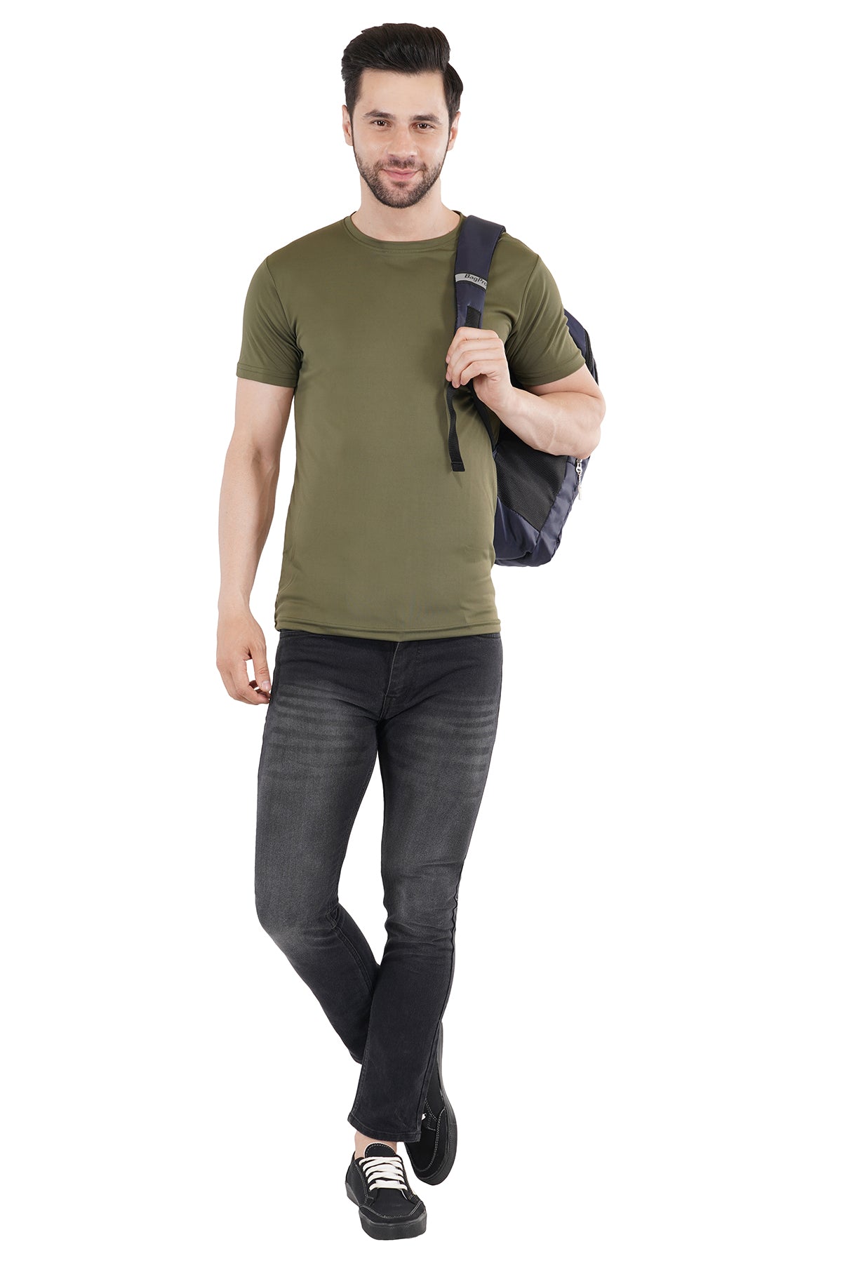 Dark Green Dry Fit Crew Neck T-Shirt