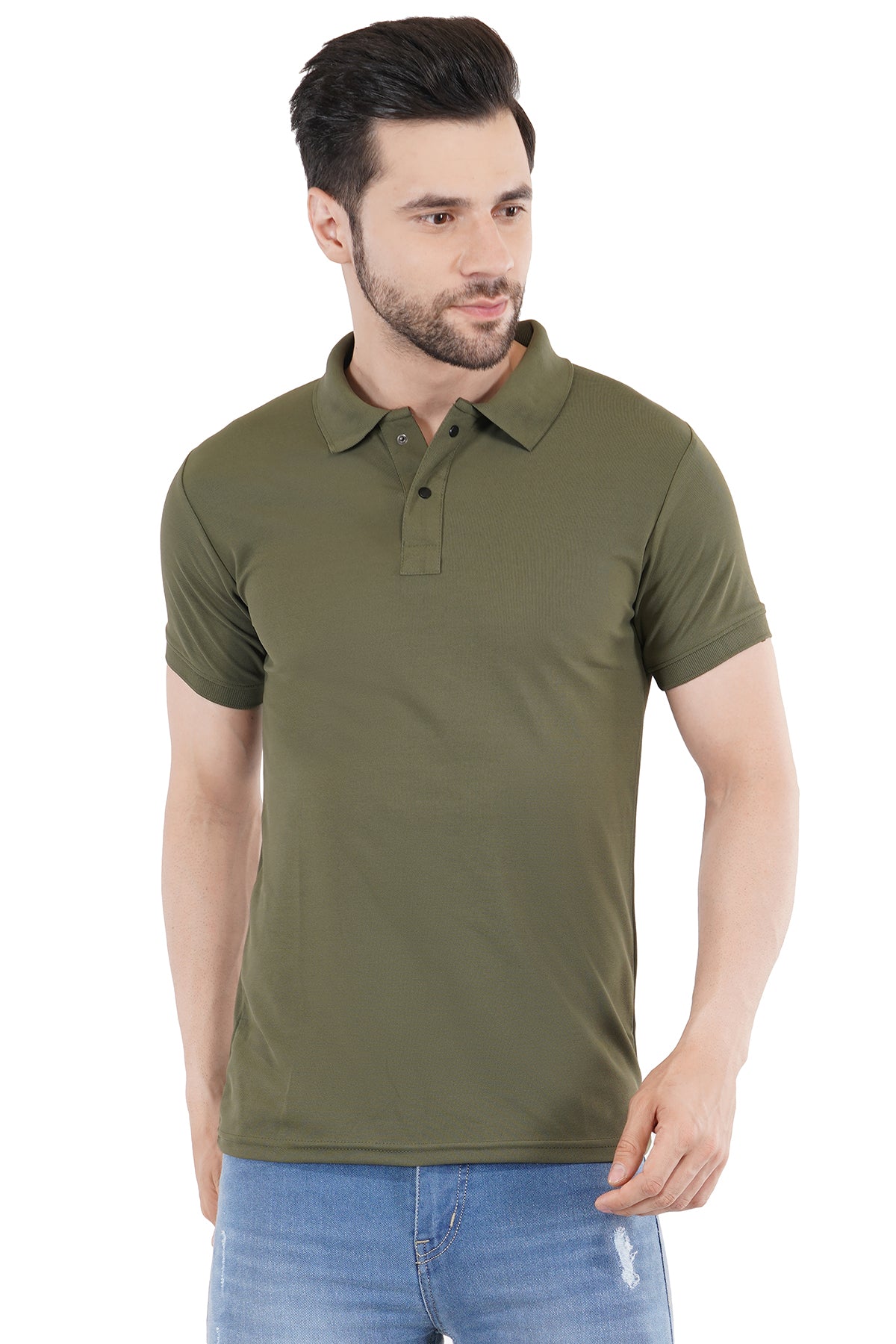 Olive Green Matty Collar T-Shirt