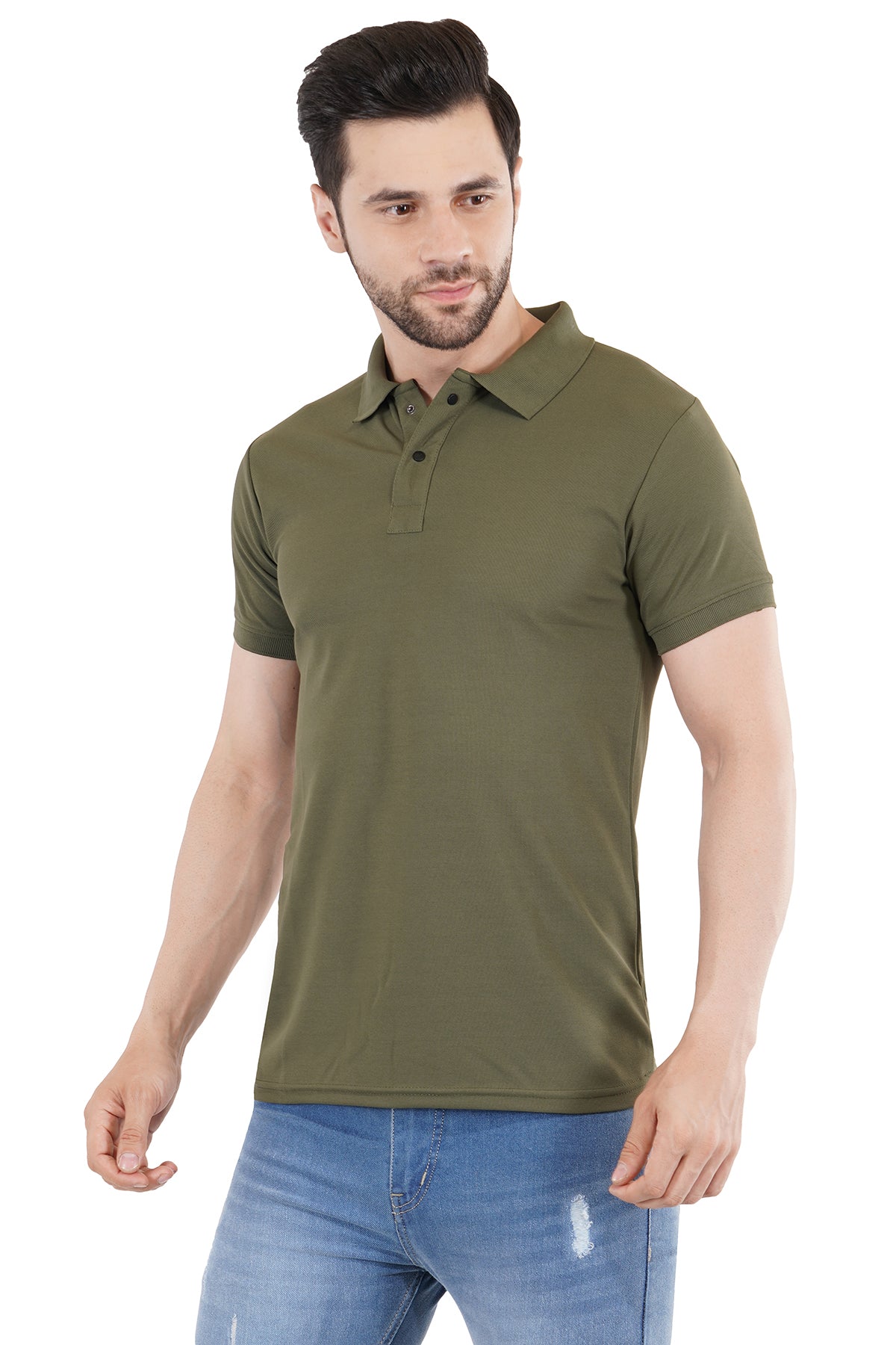 Olive Green Matty Collar T-Shirt