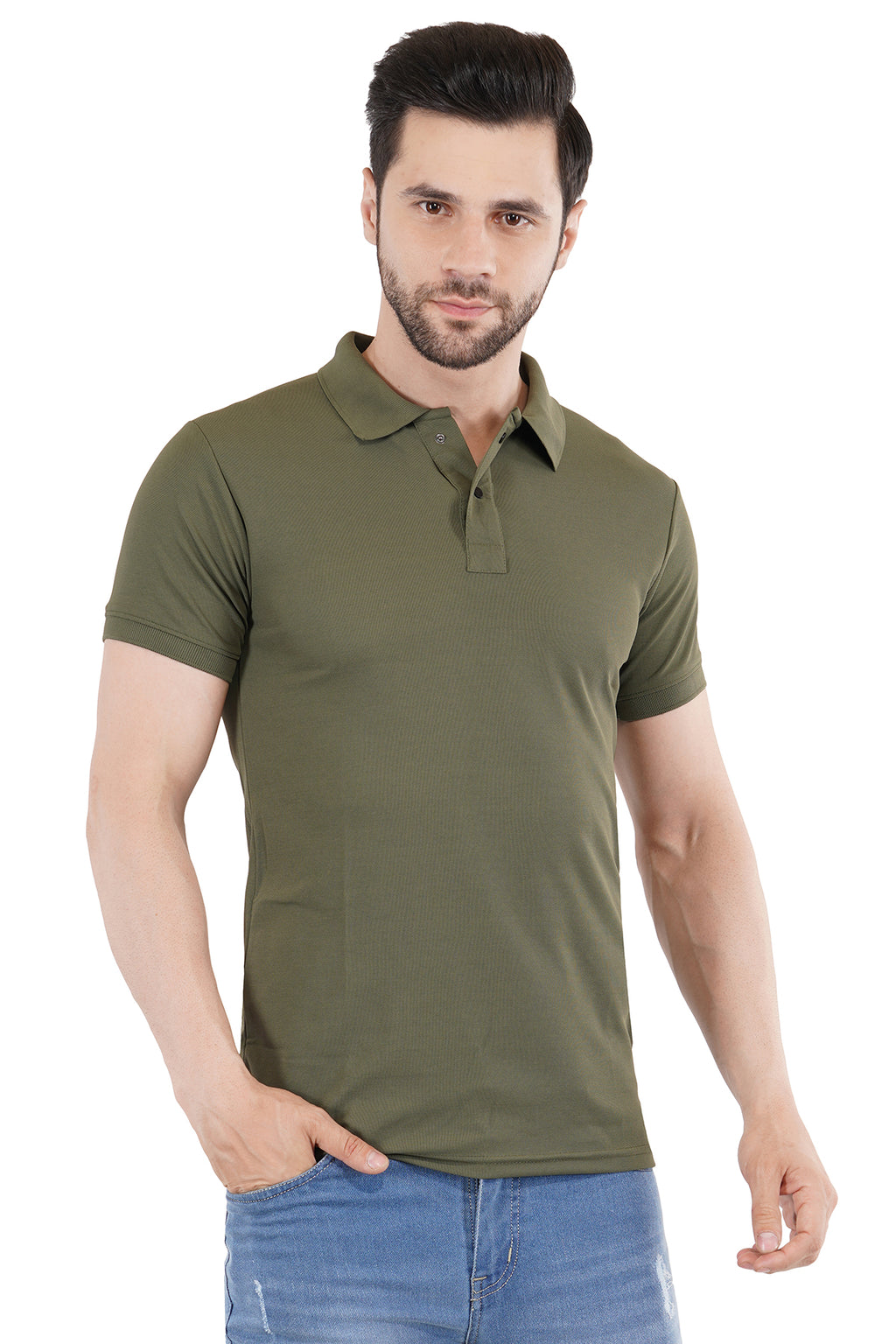 Olive Green Matty Collar T-Shirt