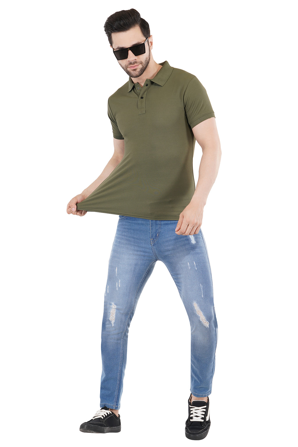 Olive Green Matty Collar T-Shirt