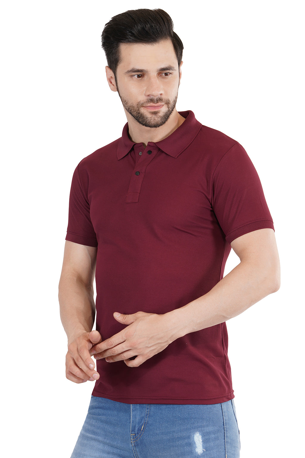 Burgundy Matty Collar T-Shirt