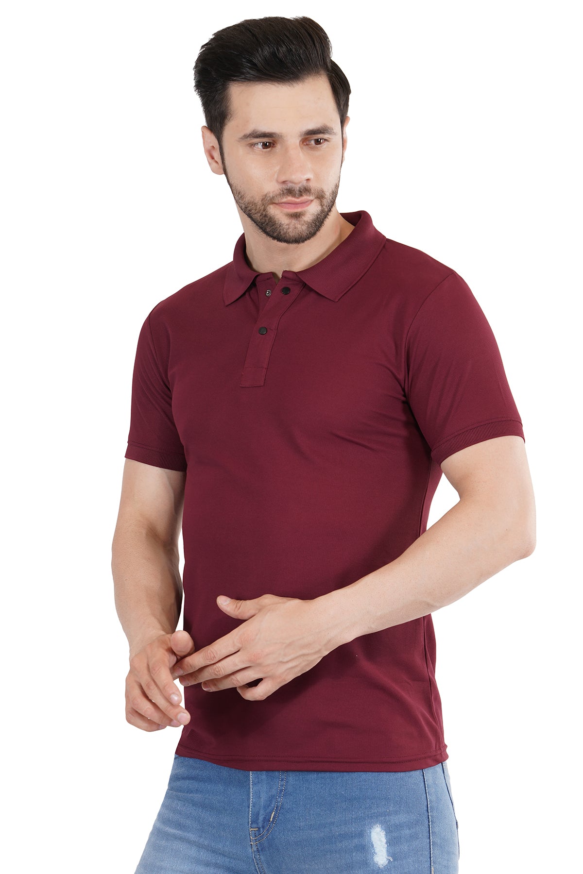 Burgundy Matty Collar T-Shirt