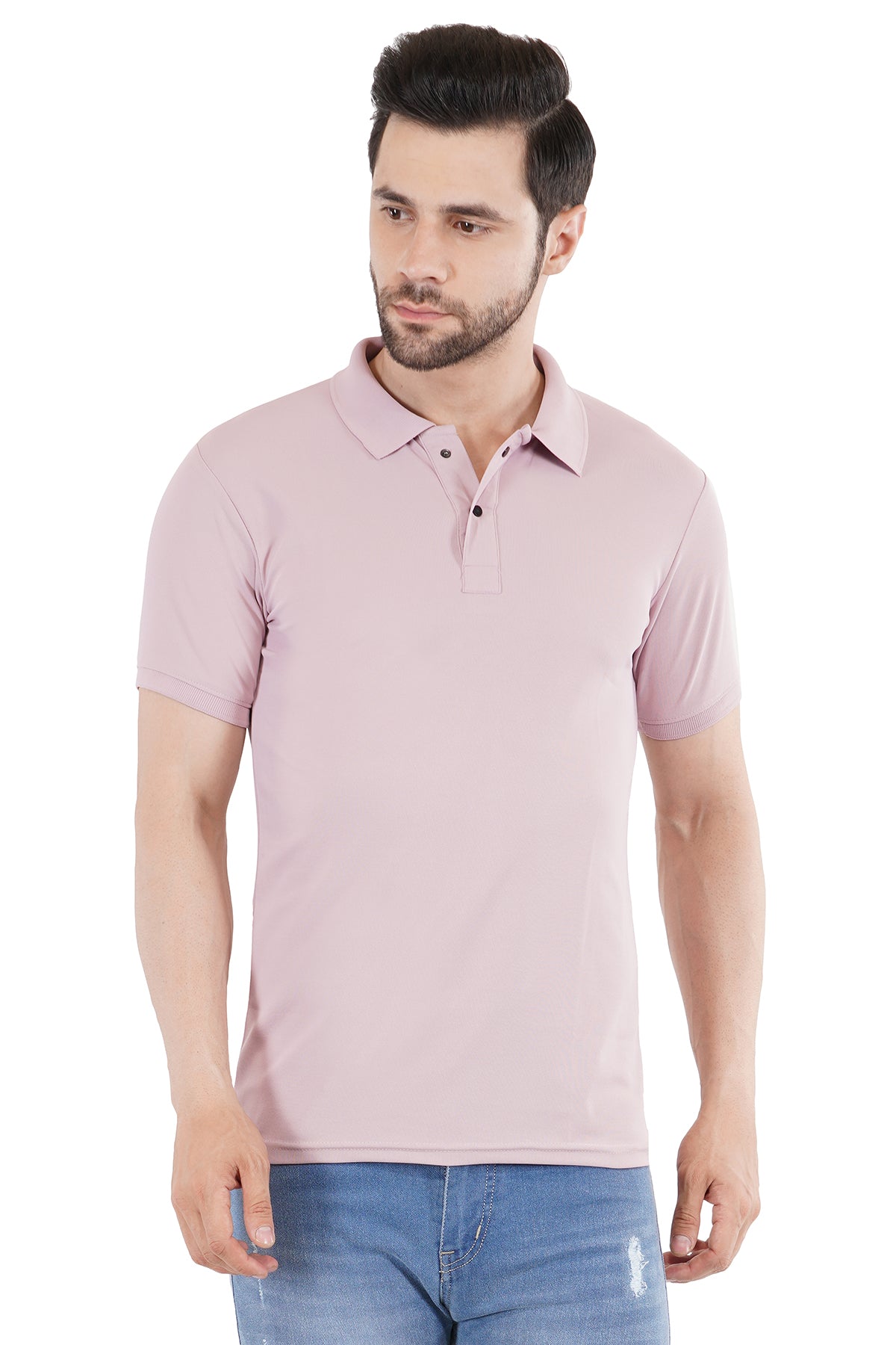 Salmon Pink Matty Collar T-Shirt