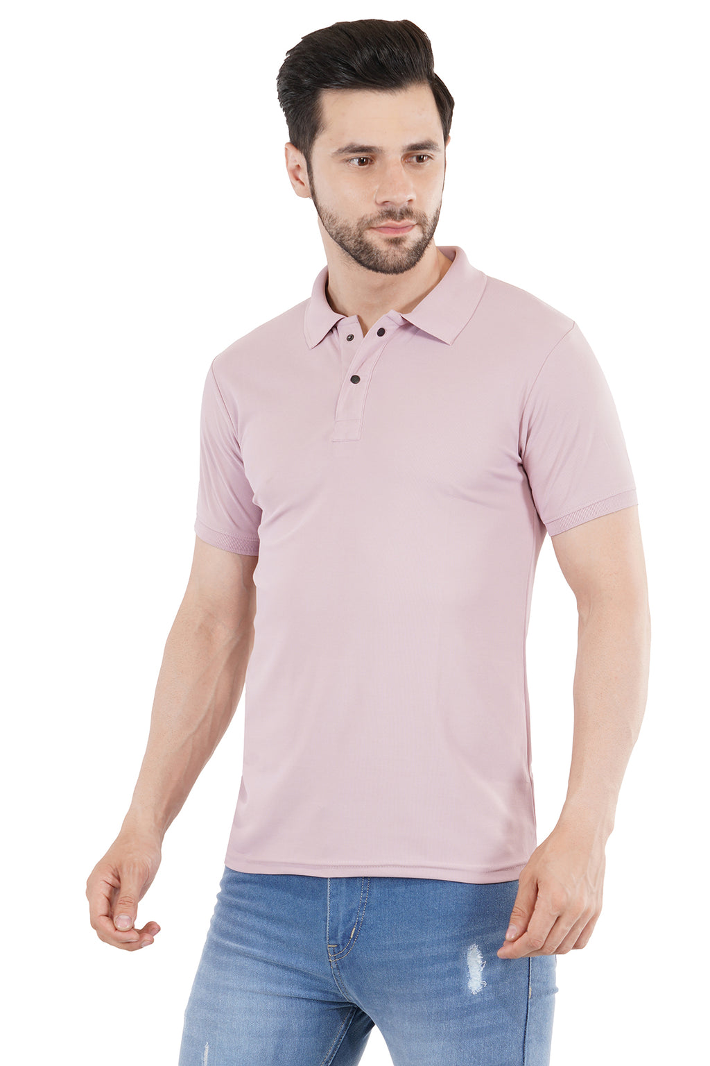 Salmon Pink Matty Collar T-Shirt