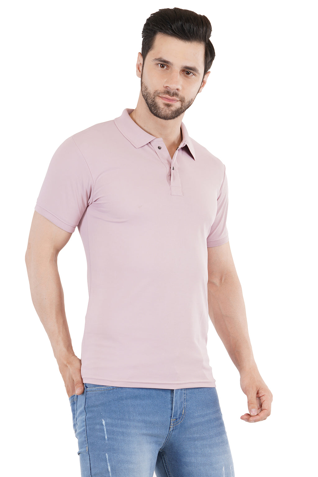 Salmon Pink Matty Collar T-Shirt