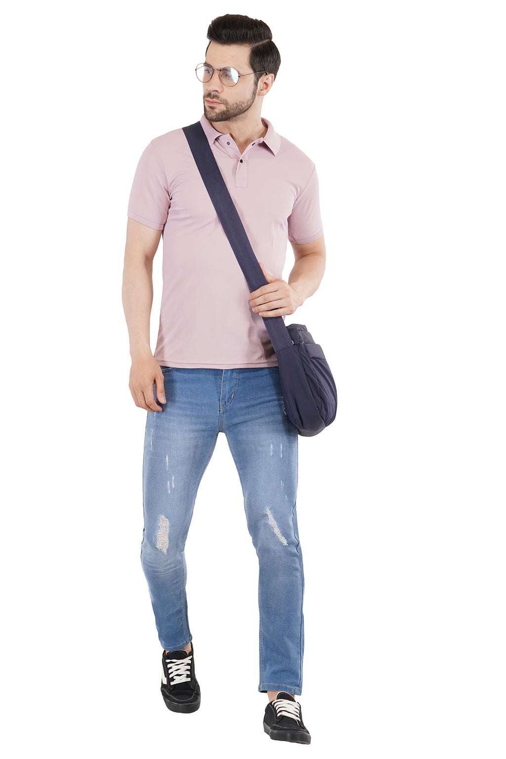 Salmon Pink Matty Collar T-Shirt