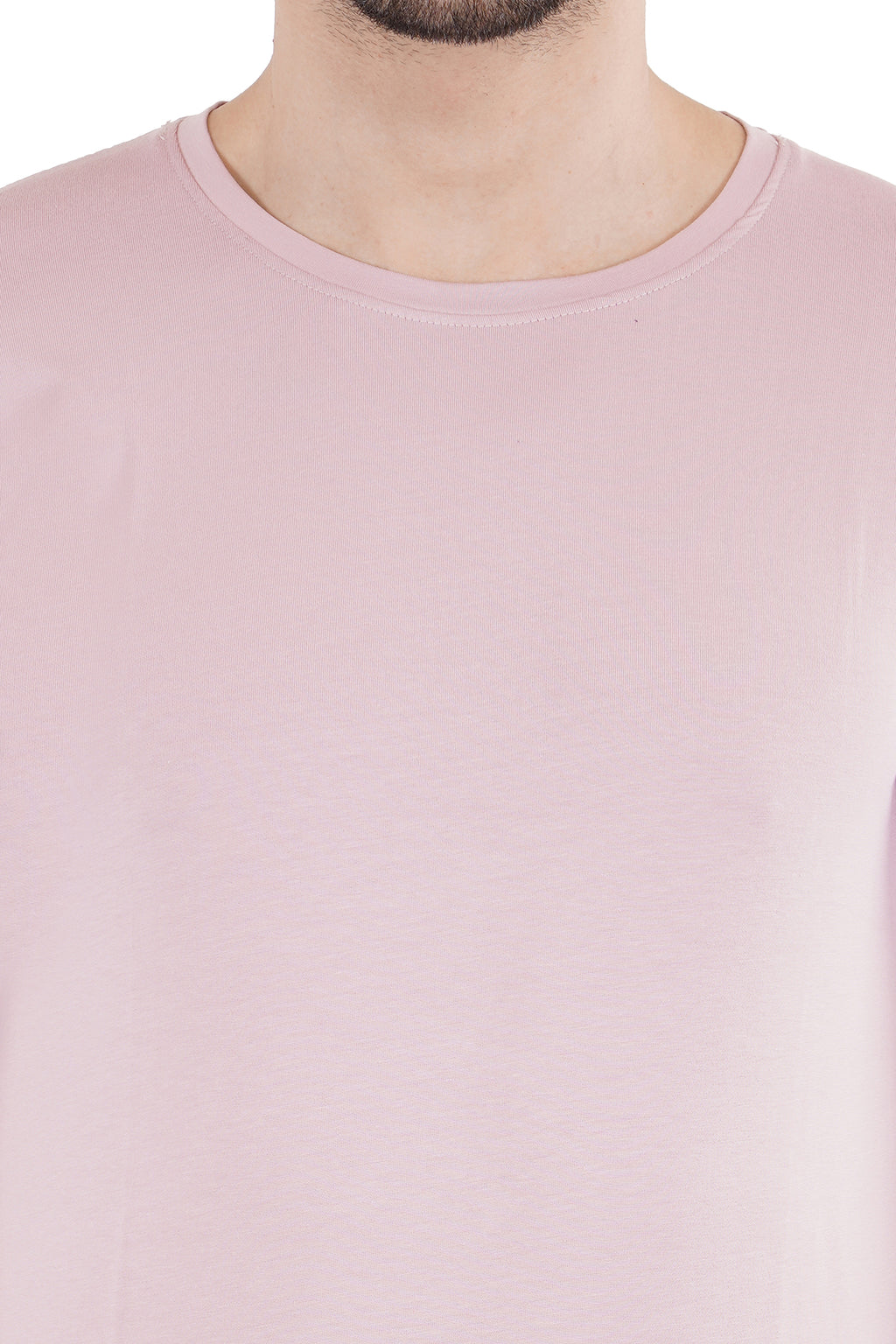Salmon Pink Cotton Lycra Crew Neck T-Shirt