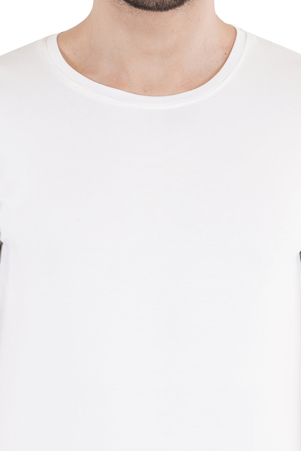White Cotton Lycra Crew Neck T-Shirt