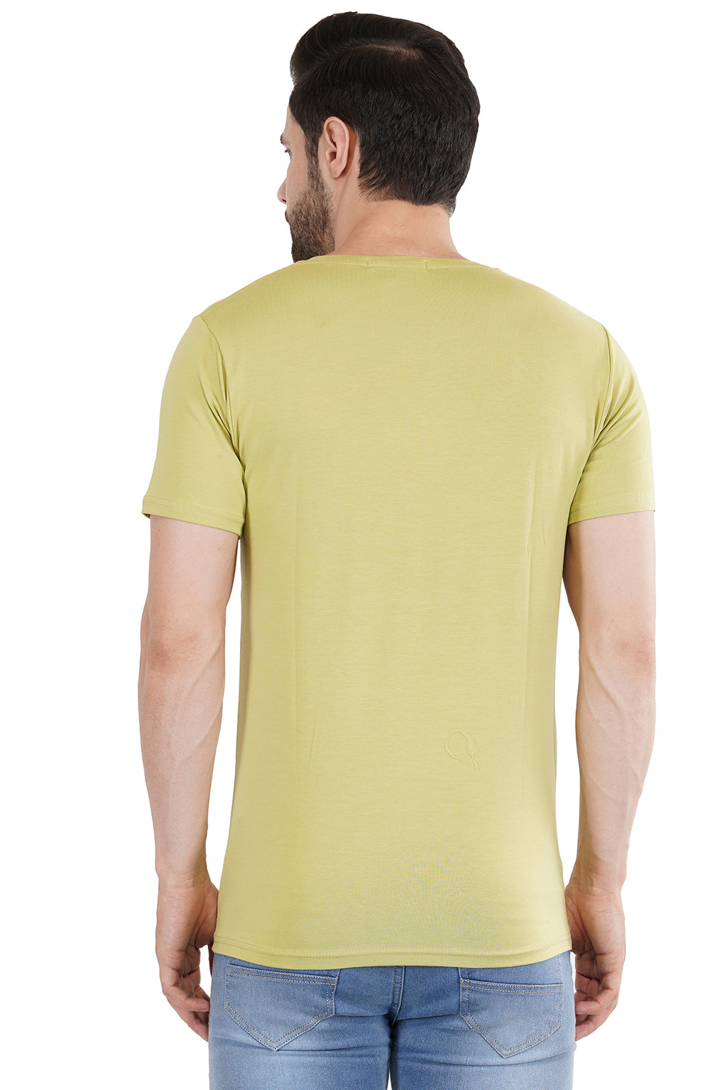 Lime Green Cotton Lycra Crew Neck T-Shirt