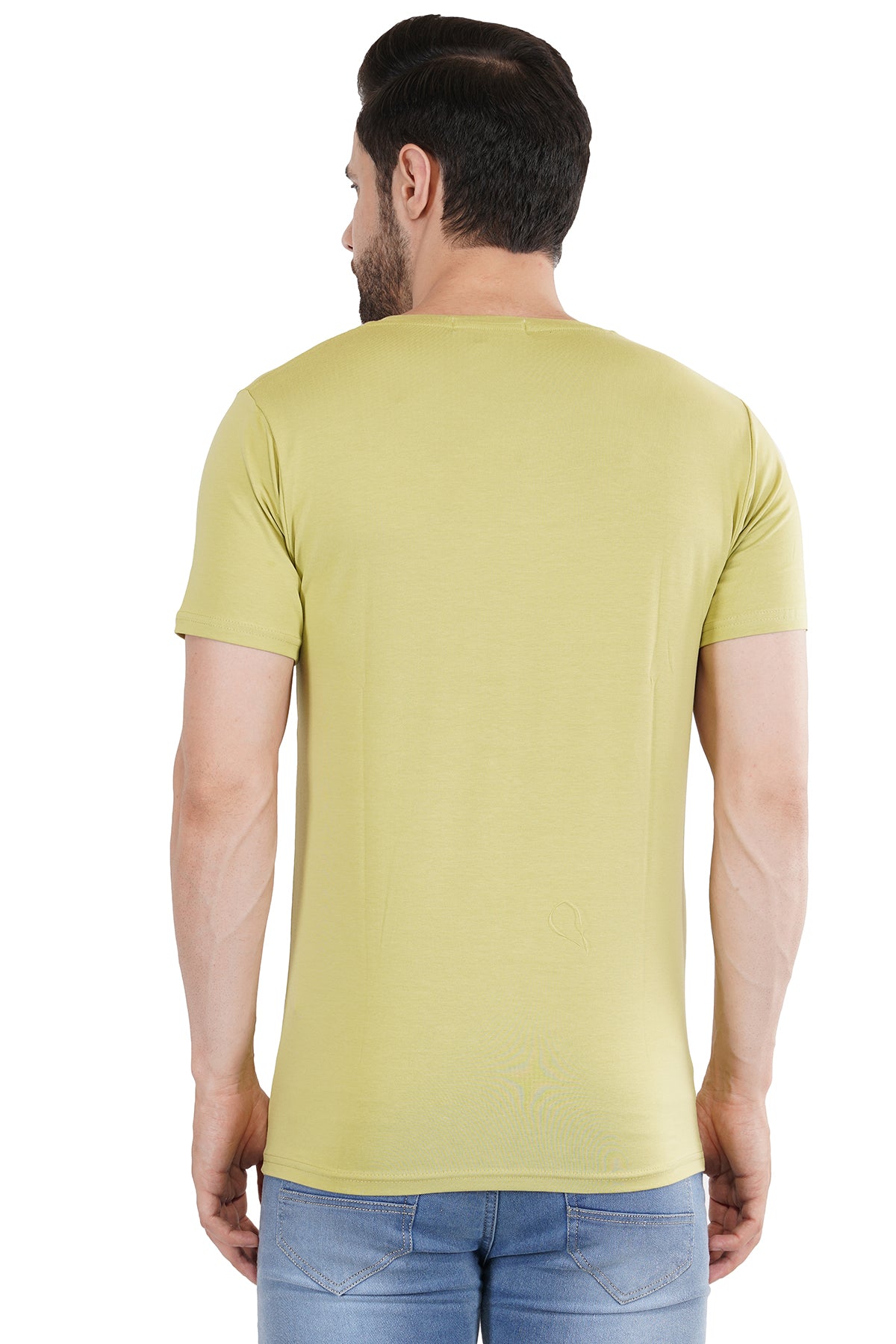 Lime Green Cotton Lycra Crew Neck T-Shirt